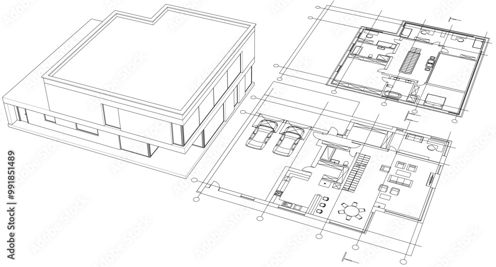 house architectural project sketch 3d illustration
house architectural project sketch 3d illustration