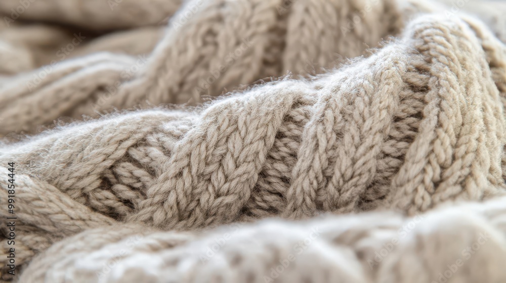 closeup of soft chunky knit wool texture in neutral beige and gray tones intricate cable patterns and fuzzy fibers create a cozy warm and inviting tactile surface closeup of soft chunky knit wool texture in neutral beige and gray tones intricate cable patterns and fuzzy fibers create a cozy warm and inviting tactile surface