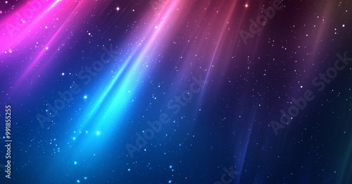 Design for a broad banner web header cover poster in blue grainy gradient glowing abstract colored light shape on black noise texture background. photo