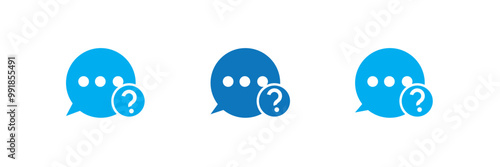 Set of message boxs with question mark icons. Help symbol, question mark, faq signs. Vector illustration. EPS 10