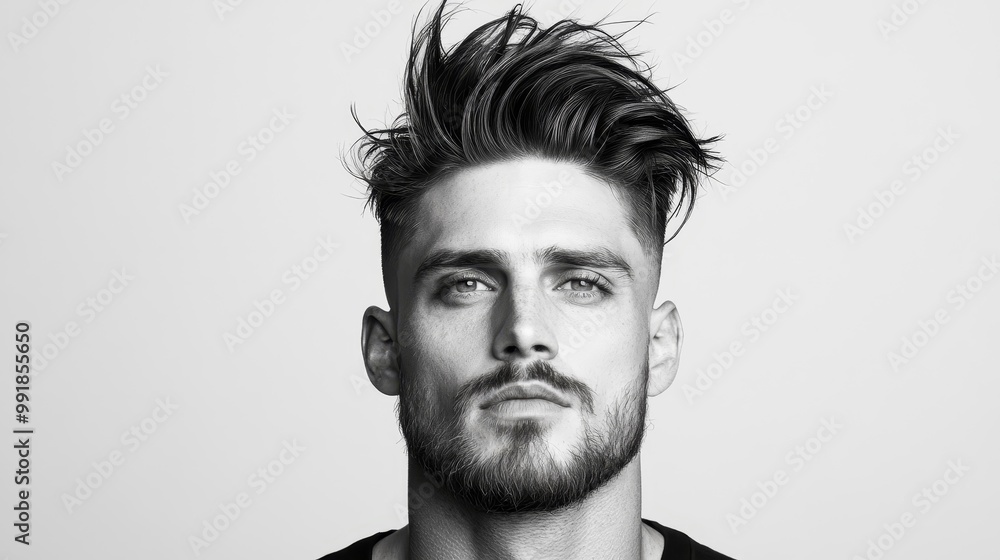 Fototapeta premium Modern Portrait of a Stylish Male with Unique Hairstyle