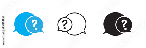 Question mark icon set. Bubble question icon, FAQ questions symbol on a white background.