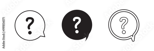 Question mark in a speech bubble icon set, vector illustration on white background