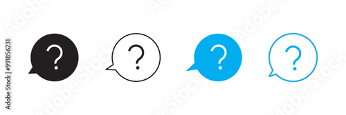 Question mark in a speech bubble icon set, vector illustration on white background