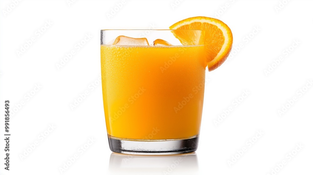 Refreshing Orange Juice: A tall glass of freshly squeezed orange juice with ice and a slice of orange, capturing the essence of a healthy and revitalizing beverage. Refreshing Orange Juice: A tall glass of freshly squeezed orange juice with ice and a slice of orange, capturing the essence of a healthy and revitalizing beverage.