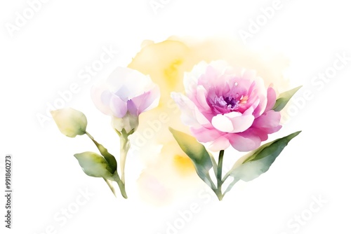 watercolor painting pink tulips