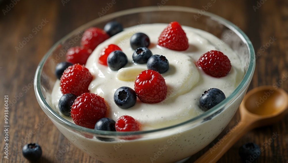 Yogurt with berries and honey. Yogurt with berries and honey.