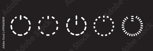 Power button vector icon set. Turn off symbol. Start button illustration isolated. Stop sign.