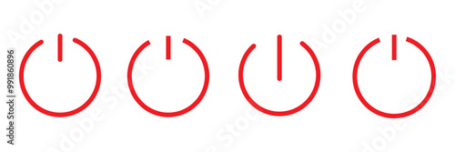 Power button vector icon set. Turn off symbol. Start button illustration isolated. Stop sign.