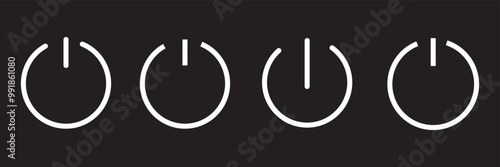 Power button vector icon set. Turn off symbol. Start button illustration isolated. Stop sign.