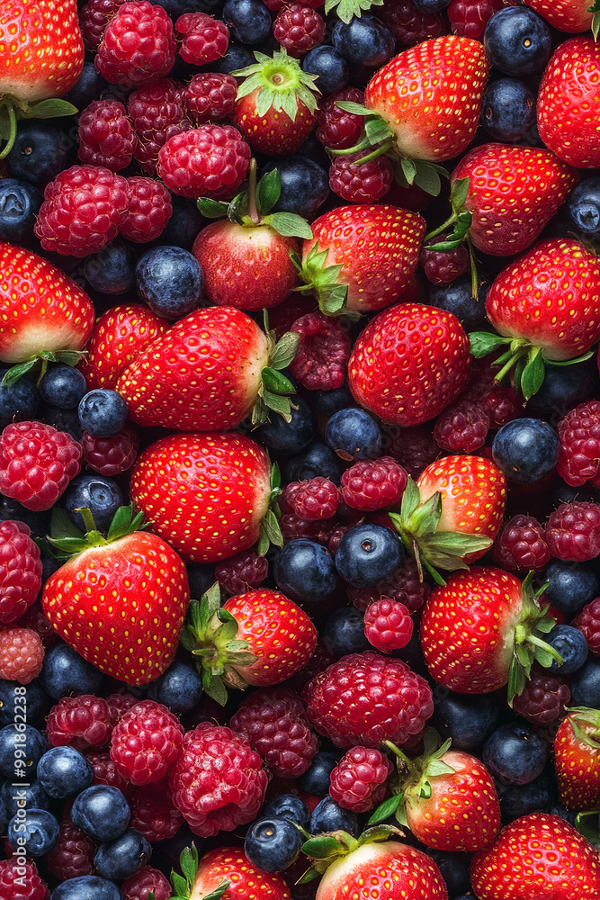many small berries and strawberries background many small berries and strawberries background