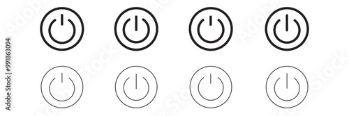 On off power button icon vector set. Power on off or switch on off electric current sign symbol illustration, Power button icon power on off button Vector , eps10