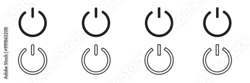 On off power button icon vector set. Power on off or switch on off electric current sign symbol illustration, Power button icon power on off button Vector , eps10