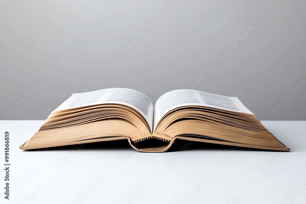 A single open book on a white table, with soft lighting and plenty of negative space, focusing entirely on the simplicity of reading A single open book on a white table, with soft lighting and plenty of negative space, focusing entirely on the simplicity of reading
