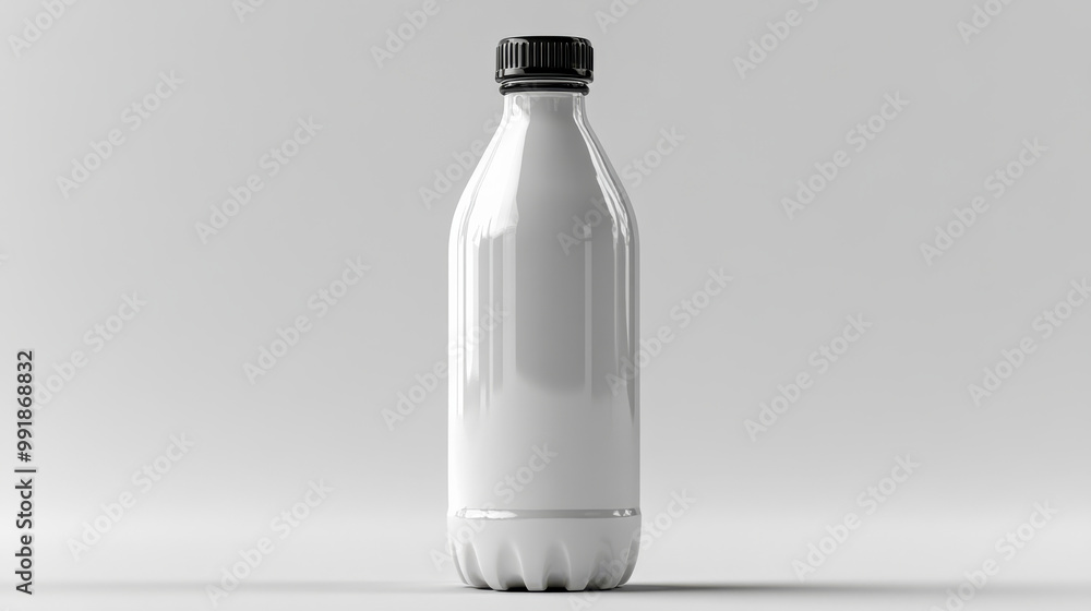 Blank white reusable water bottle on plain white background, ideal for branding or mockup. Blank white reusable water bottle on plain white background, ideal for branding or mockup.