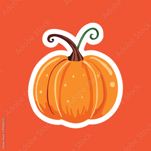 Spooky Kawaii Halloween Pumpkin Vector Sticker Design