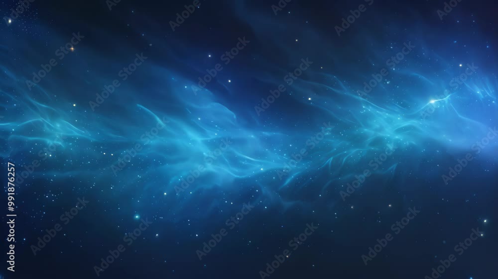 Abstract space background with blue nebula and stars. 3D rendering, Show a dark blue and glowing particle abstract background Abstract space background with blue nebula and stars. 3D rendering, Show a dark blue and glowing particle abstract background