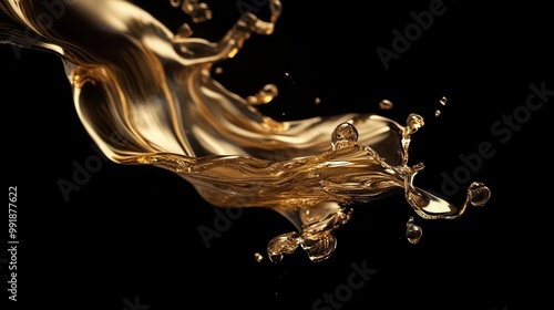 liquid gold forming abstract 3d sculpture midair mesmerizing flow captured in highspeed photography shimmering elegant and luxurious aesthetic