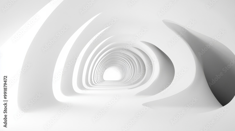 Futuristic White Corridor with Sleek Design Futuristic White Corridor with Sleek Design