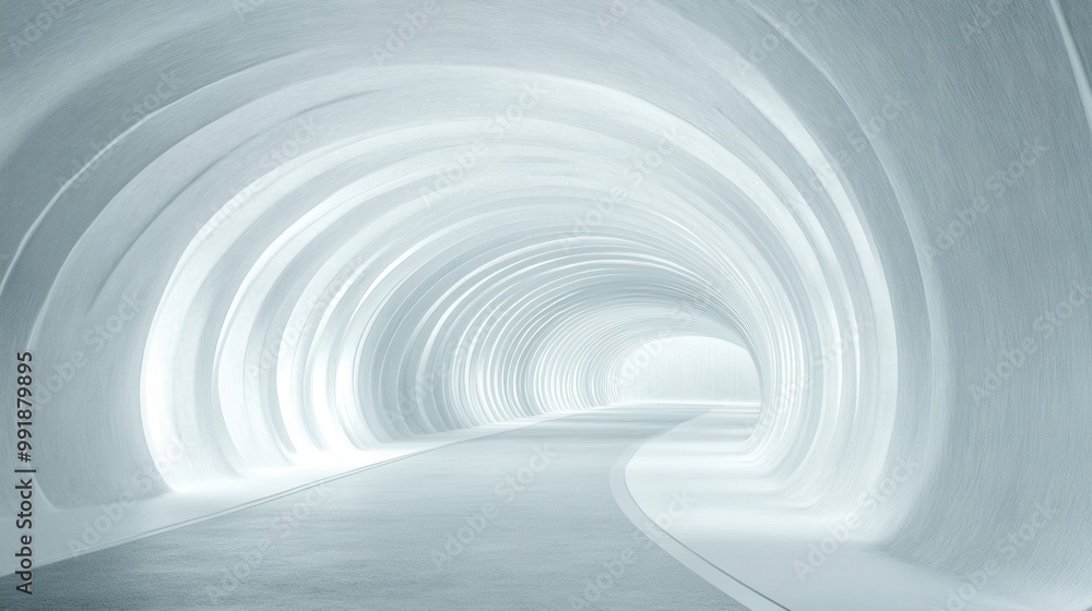 Futuristic White Corridor with Sleek Design Futuristic White Corridor with Sleek Design