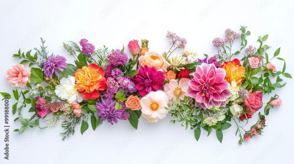 lush floral arrangement bursting with vibrant spring blooms a harmonious mix of colors and textures from delicate petals to lush greenery isolated on pure white lush floral arrangement bursting with vibrant spring blooms a harmonious mix of colors and textures from delicate petals to lush greenery isolated on pure white
