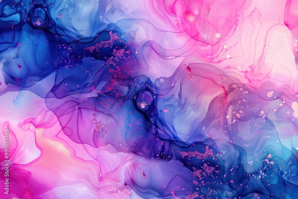 Obraz premium Abstract colorful fluid art, soft pastel shades of pink, blue and purple blending together, creating a dreamy, artistic background for modern design projects
