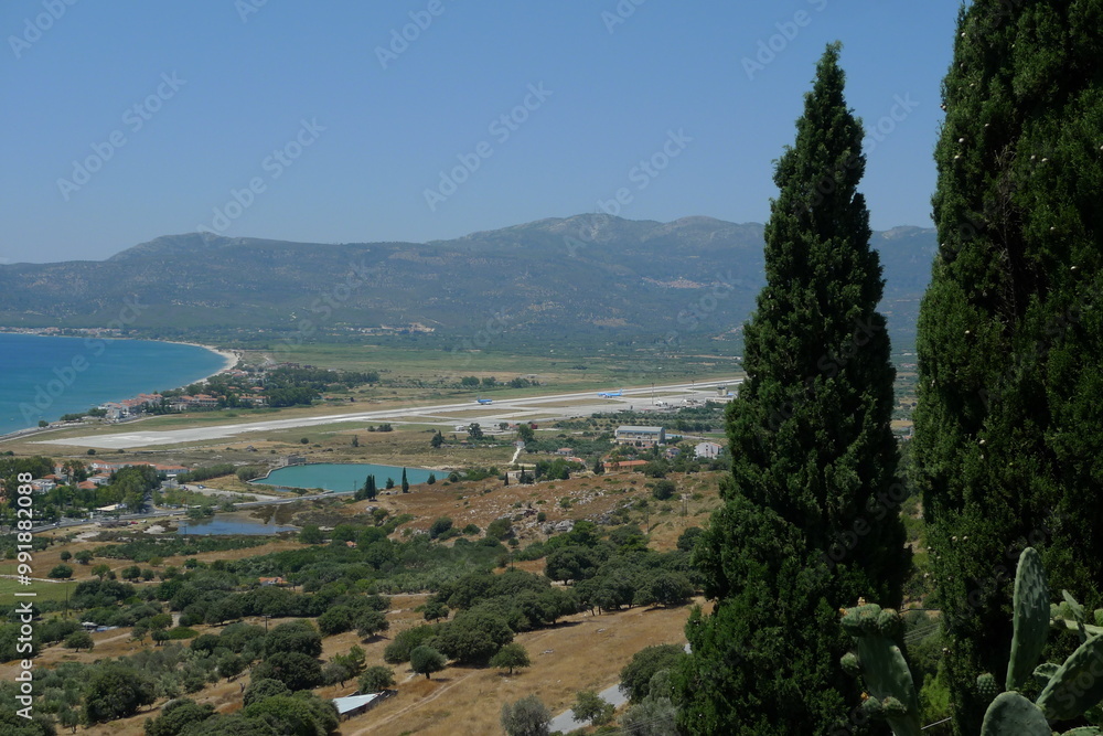 Obraz premium Panoramic view of Samos International Airport 