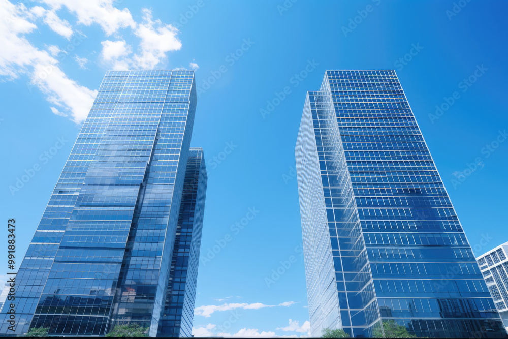Modern Skyscrapers Against a Blue Sky - Urban Architecture Photography Modern Skyscrapers Against a Blue Sky - Urban Architecture Photography