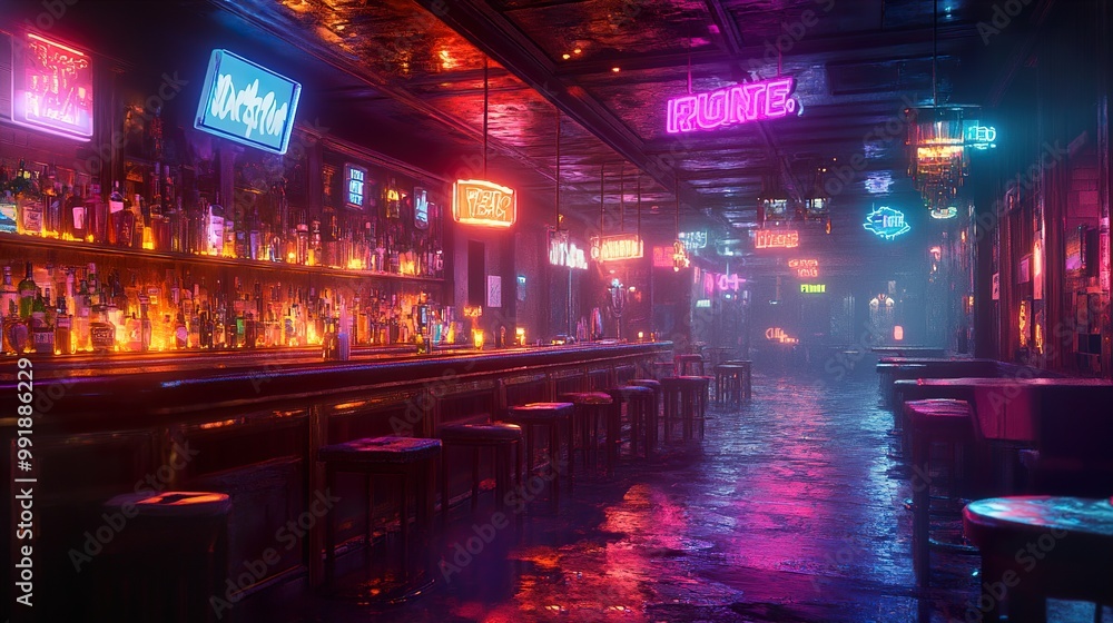 Neon Lights in a Dark City Bar Neon Lights in a Dark City Bar