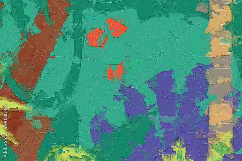 Fototapeta premium Oil paintings and various flowers, lotus leaves, lotus flowers, animals, marine creatures, forests, tigers, tropical leaves, beautiful scenery