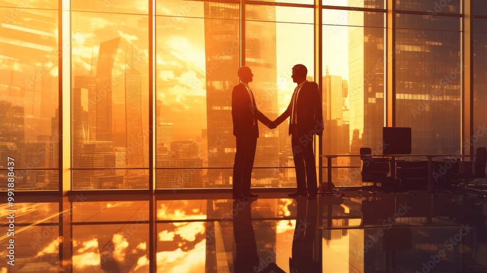 A professional handshake between two business executives A professional handshake between two business executives