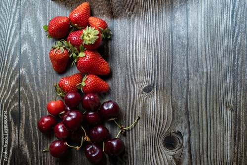 berries on wooden background