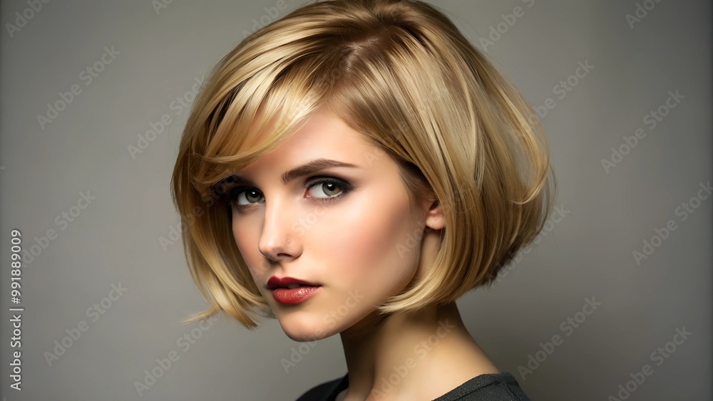 Fototapeta premium Tucked Bob haircut, Short hair