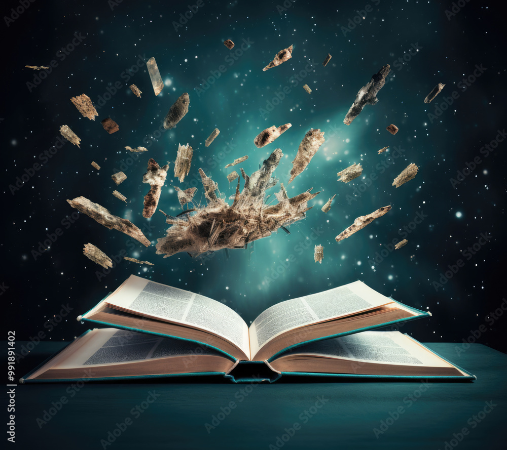Naklejka premium The Magic of an Open Book: A Surreal Fantasy