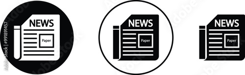 News publish, newspaper news latter icon set isolated on transparent background. Flat and line document style stock vector black collection for your website, mobile, presentation, and logo design.