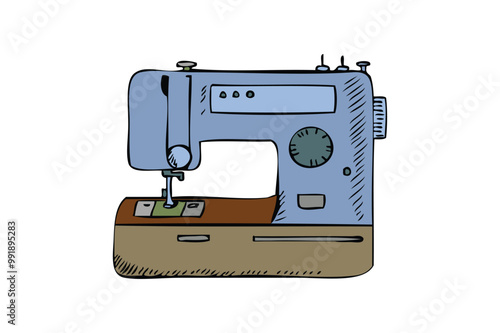 Clothes sewing machine icon. Vector illustration of equipment for making clothes and fashion design