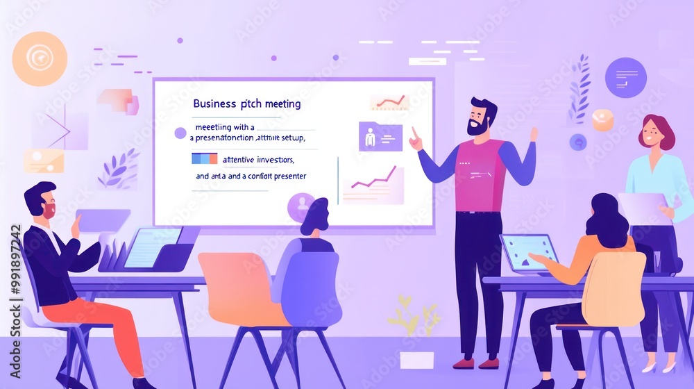 Business Pitch Meeting Illustration Business Pitch Meeting Illustration