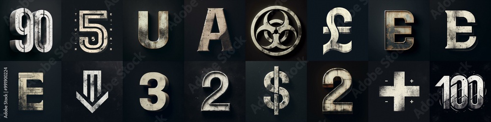 Obraz premium Grunge Concrete Lettering Typeface. AI generated illustration