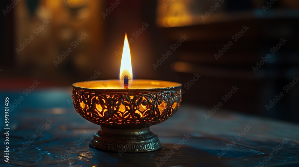 Candle light and bokeh background celebrate Indian Holiday Diwali. AI Generative Candle light and bokeh background celebrate Indian Holiday Diwali. AI Generative