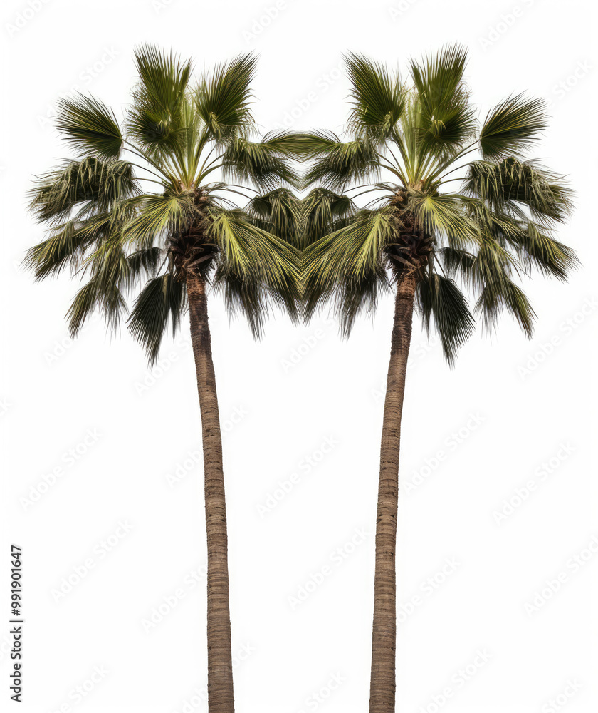 Obraz premium Two Palm Trees Isolated on White Background