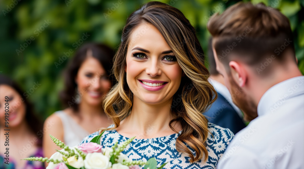 Fototapeta premium smiling girl with dark hair at a formal event