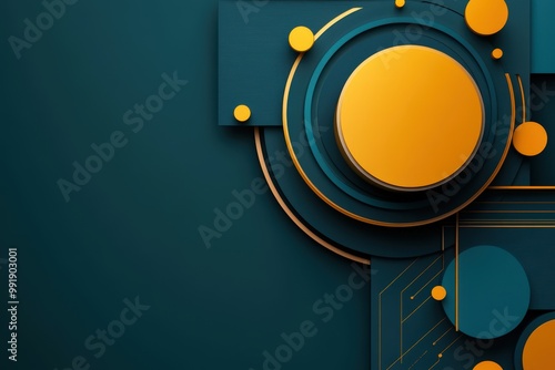 Abstract Geometric Background with Teal and Gold Circles