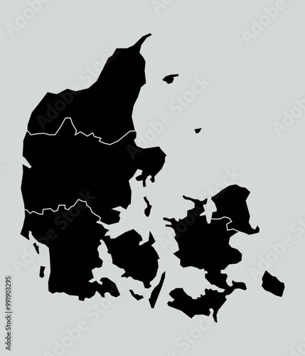 denmark map with regions isolated on white background. Map of denmark. Vector illustration