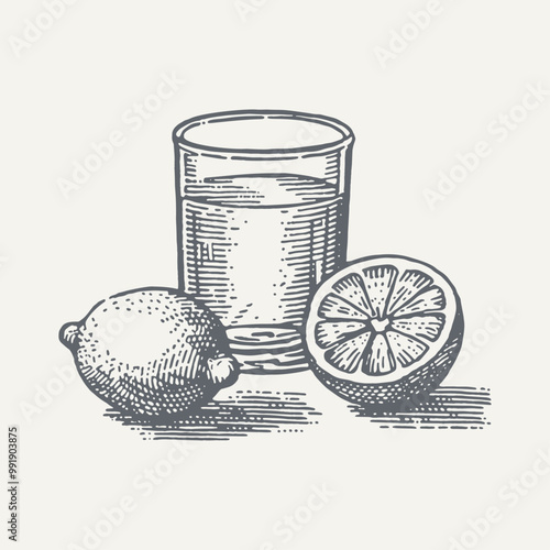 Lemonade. Vintage woodcut engraving style vector illustration.