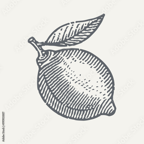 Lemon. Vintage woodcut engraving style vector illustration.
