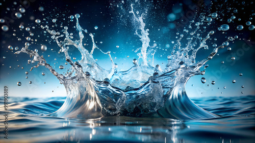 Wallpaper Mural Macrophotograph of a water splash with a crown-like shape. A multitude of droplets flying in the air.  Torontodigital.ca