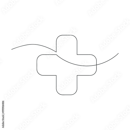 Cross in one continuous line. One line drawing, minimalism. Vector illustration.
