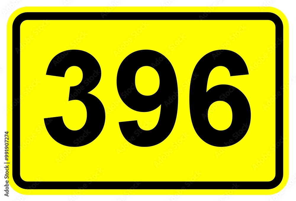 Illustration eines Schildes der Bundesstraße B 396 in Deutschland Illustration eines Schildes der Bundesstraße B 396 in Deutschland