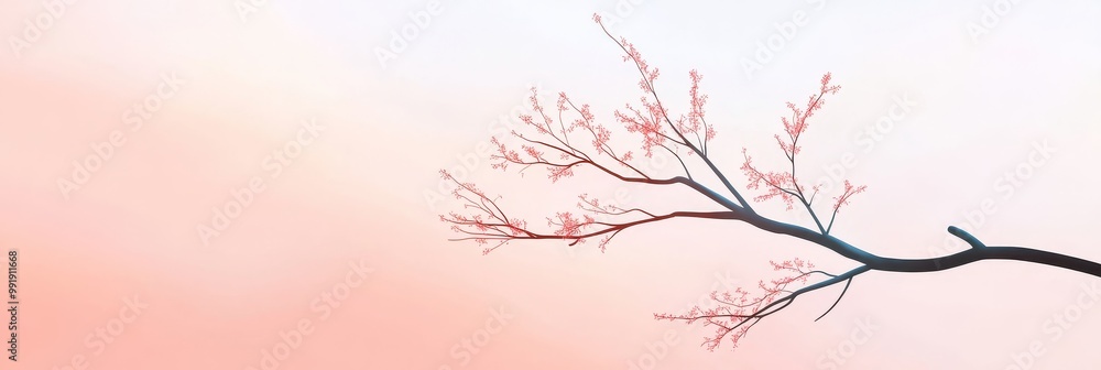 A single branch of a tree with delicate pink blossoms intertwines against a soft pink sky, symbolizing growth, connection, fragility, beauty, and hope. A single branch of a tree with delicate pink blossoms intertwines against a soft pink sky, symbolizing growth, connection, fragility, beauty, and hope.