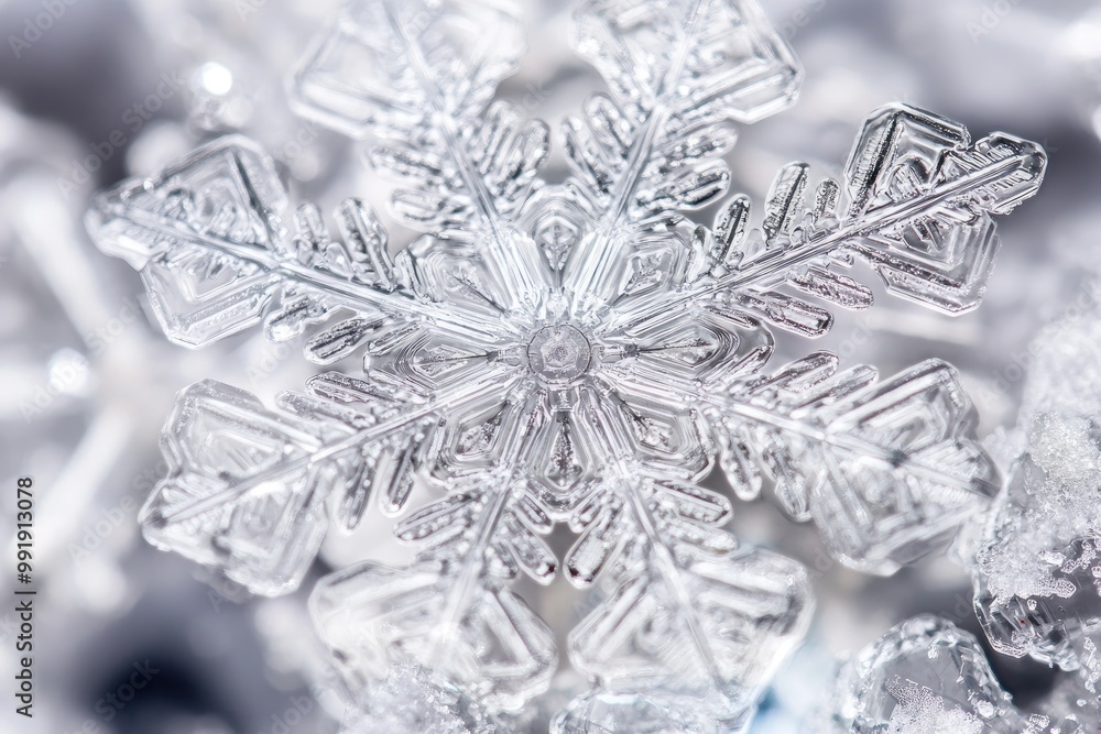 Intricate snowflake texture with close - up details of its delicate, symmetrical structure Intricate snowflake texture with close - up details of its delicate, symmetrical structure